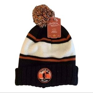 American Needle Mars Explorer beanie Pom Pom Great gift white blk orange NWT
C